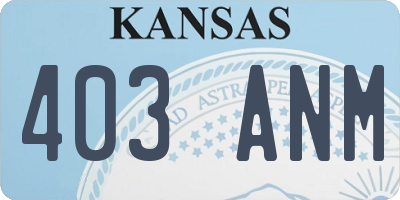 KS license plate 403ANM