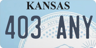 KS license plate 403ANY