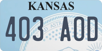 KS license plate 403AOD