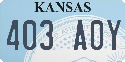 KS license plate 403AOY