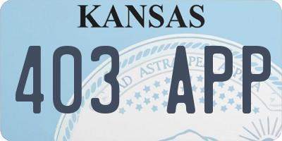 KS license plate 403APP