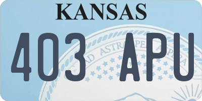 KS license plate 403APU