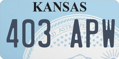 KS license plate 403APW