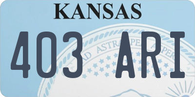 KS license plate 403ARI