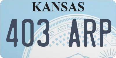 KS license plate 403ARP