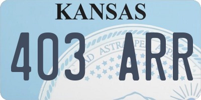 KS license plate 403ARR