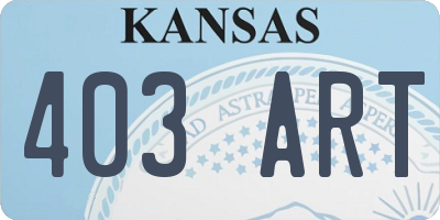 KS license plate 403ART