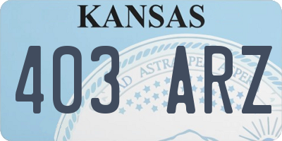 KS license plate 403ARZ