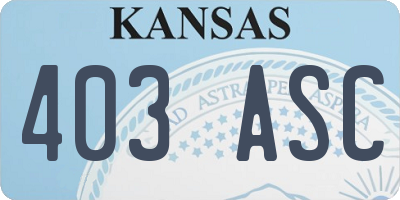 KS license plate 403ASC