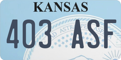 KS license plate 403ASF