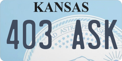 KS license plate 403ASK