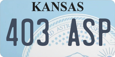 KS license plate 403ASP