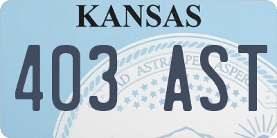 KS license plate 403AST
