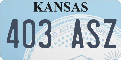 KS license plate 403ASZ