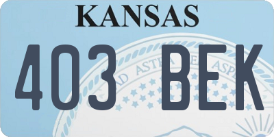 KS license plate 403BEK