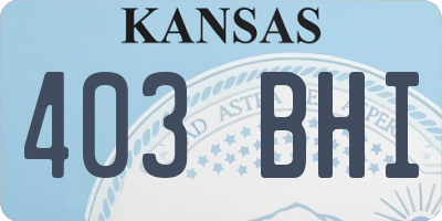 KS license plate 403BHI