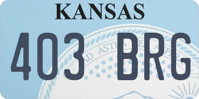 KS license plate 403BRG