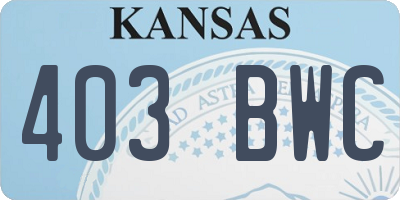 KS license plate 403BWC