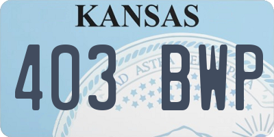 KS license plate 403BWP