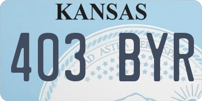 KS license plate 403BYR
