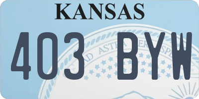 KS license plate 403BYW