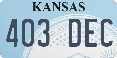 KS license plate 403DEC