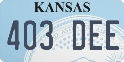 KS license plate 403DEE