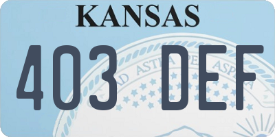 KS license plate 403DEF
