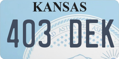 KS license plate 403DEK