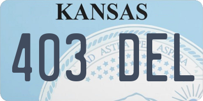 KS license plate 403DEL