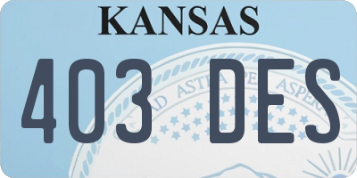KS license plate 403DES