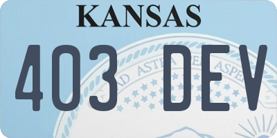 KS license plate 403DEV