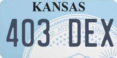 KS license plate 403DEX