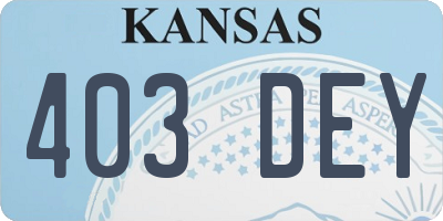 KS license plate 403DEY