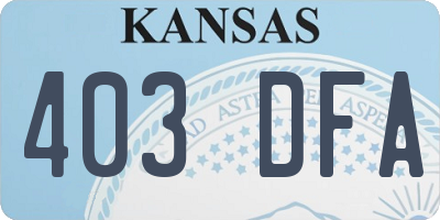 KS license plate 403DFA