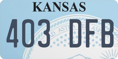 KS license plate 403DFB