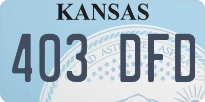KS license plate 403DFD
