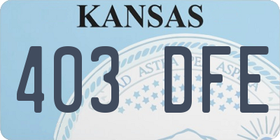 KS license plate 403DFE