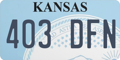 KS license plate 403DFN