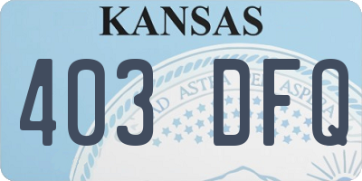 KS license plate 403DFQ