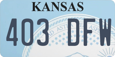 KS license plate 403DFW