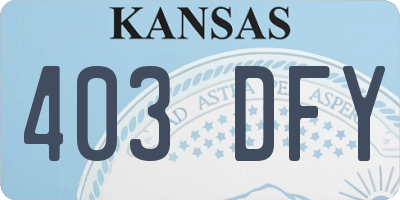 KS license plate 403DFY