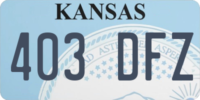 KS license plate 403DFZ