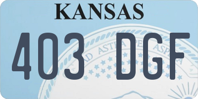 KS license plate 403DGF
