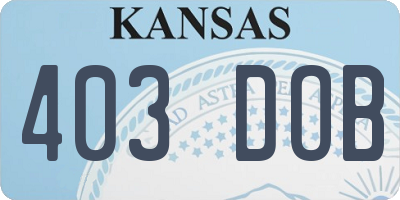 KS license plate 403DOB