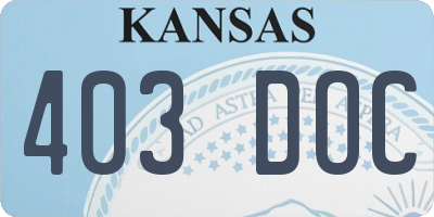 KS license plate 403DOC