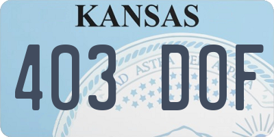 KS license plate 403DOF