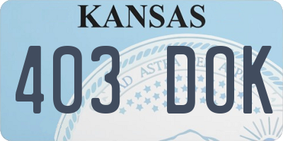 KS license plate 403DOK