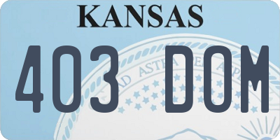 KS license plate 403DOM