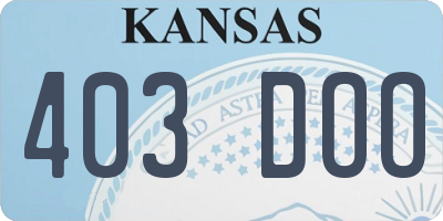 KS license plate 403DOO